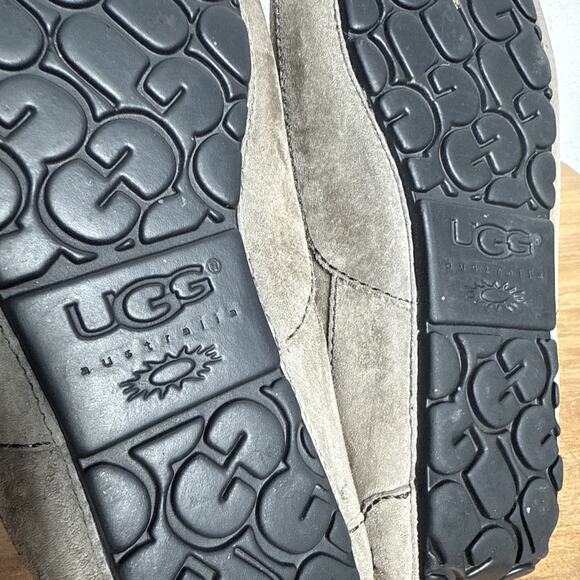 Ugg Men's Ascot Suede Slippers Size 9 EU 42 Gray Leather Shearling Lining GUC - Picture 13 of 14